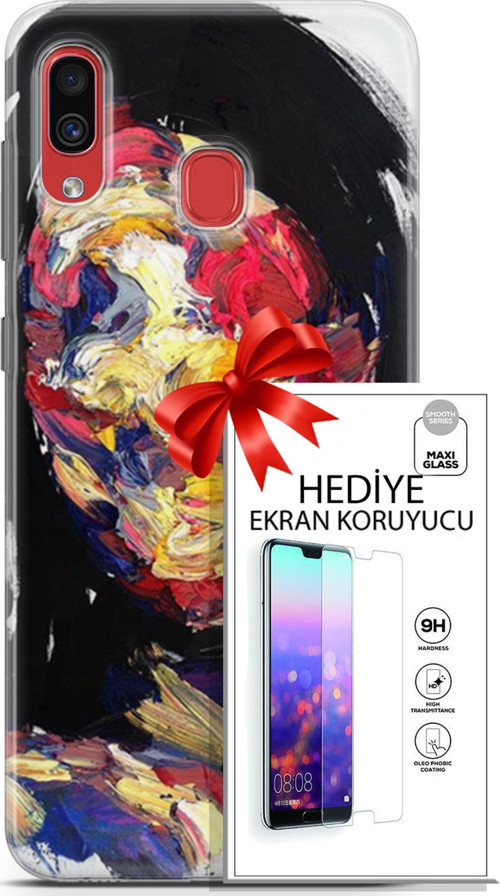 Samsung Galaxy A40 Kılıf Orijinal Seri Soul 16 Karışık Çok Renkli Hediyelik Kılıf Ve Ekran Koruyucu