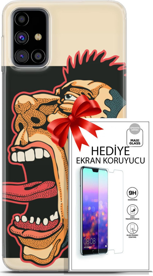 Samsung Galaxy M31S Kılıf Orijinal Seri Punky 11 Maymun 4K Baskılı Kılıf + Ekran Koruyucu Full Koruma