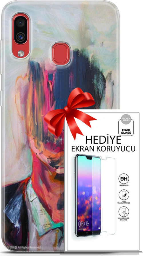 Samsung Galaxy A40 Kılıf Orijinal Seri Soul 22 Acivert Pembe Kap + Ekran Koruyucu