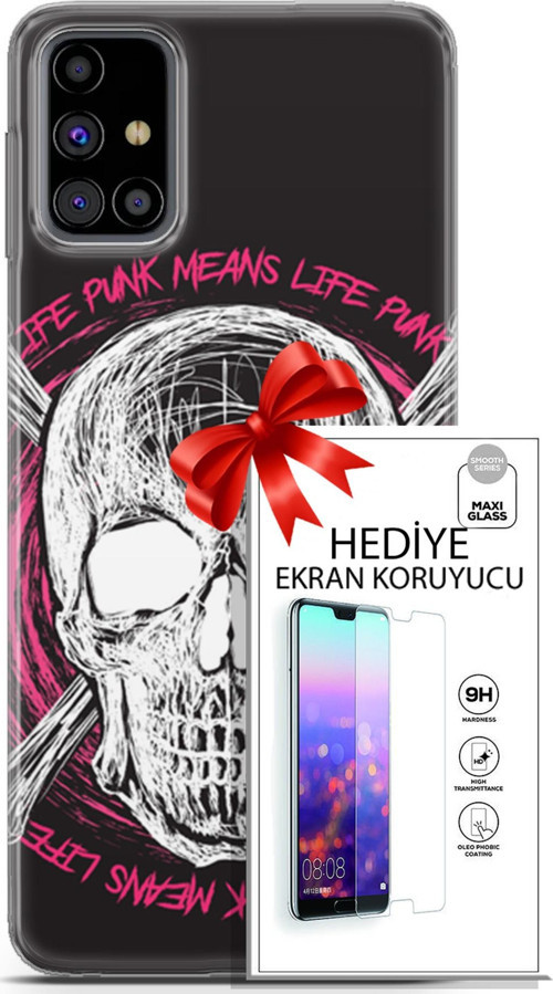 Samsung Galaxy M31S Kılıf Orijinal Seri Punky 10 Punk Kurukafa Full Hd Kılıf + Ekran Koruyucu