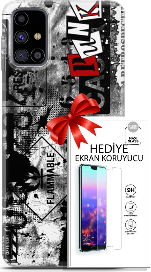 Samsung Galaxy M31S Kılıf Orijinal Seri Punky 26 Retrospective Soft Kapak + Ekran Koruyucu
