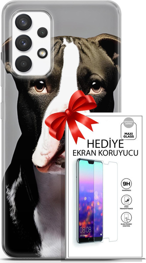 Samsung Galaxy A13 4G Kılıf Orijinal Seri Dogs 24 American Pitbull Darbe Emici Kılıf + Ekran Koruyucu