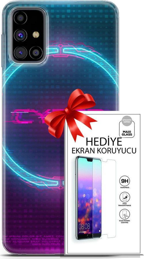 Samsung Galaxy M31S Kılıf Orijinal Seri Cyberpunk 09 Cyber Logo Uv Kılıf Ve Ekran Koruyucu