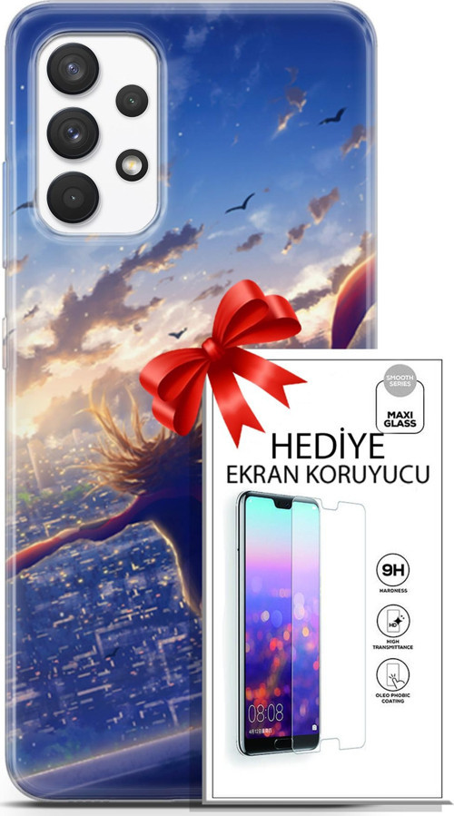 Samsung Galaxy A13 4G Kılıf Orijinal Seri Fantasy 03 Kuşlar Kız Arka Kapak + Ekran Koruyucu