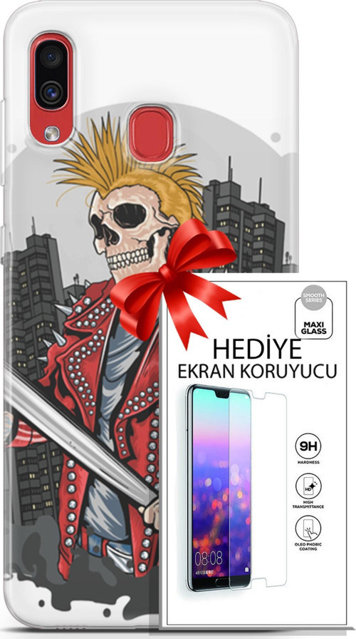 Samsung Galaxy A40 Kılıf Orijinal Seri Punky 08 Punk Serseri Baskılı Kılıf + Ekran Koruyucu