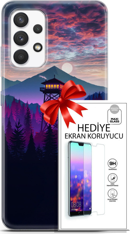 Samsung Galaxy A13 4G Kılıf Orijinal Seri Fantasy 17 Orman Kule Yumuşak Kılıf + Ekran Koruyucu