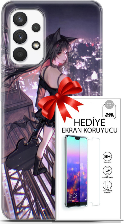 Samsung Galaxy A13 4G Kılıf Orijinal Seri Fantasy 20 Anime Çatıda Renkli Kılıf Ekran Koruyucu