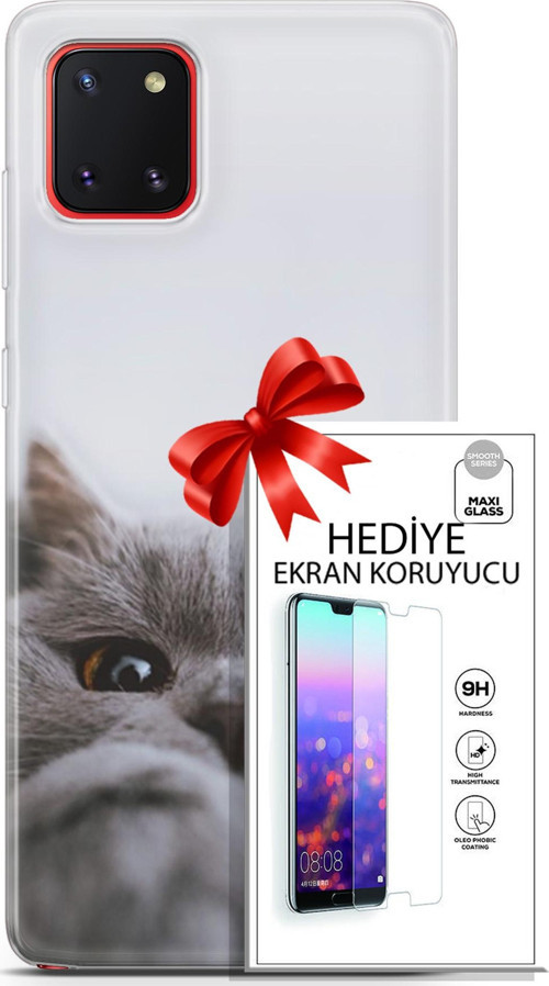 Samsung Galaxy A81 Kılıf Orijinal Seri Scotish-British 08 Sevimli Kedi Baskılı Kılıf + Ekran Koruyucu