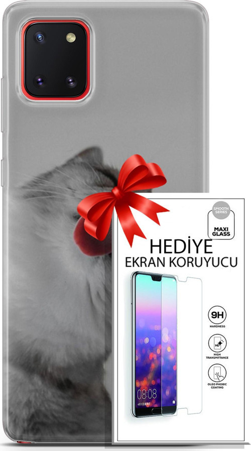 Samsung Galaxy A81 Kılıf Orijinal Seri Scotish-British 07 British Shorthair Desenli Kılıf + Ön Ekran Koruyucu
