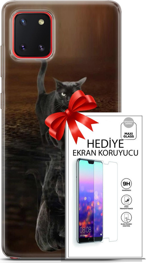 Samsung Galaxy A81 Kılıf Orijinal Seri Scotish-British 16 Siyah Rus Kedisi Hediyelik Kılıf Ve Ekran Koruyucu