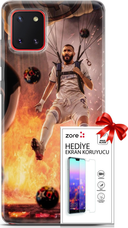 Samsung Galaxy A81 Kılıf Orijinal Seri Supers 03 Karim Benzema Real Madrid Arka Kapak + Ekran Koruyucu