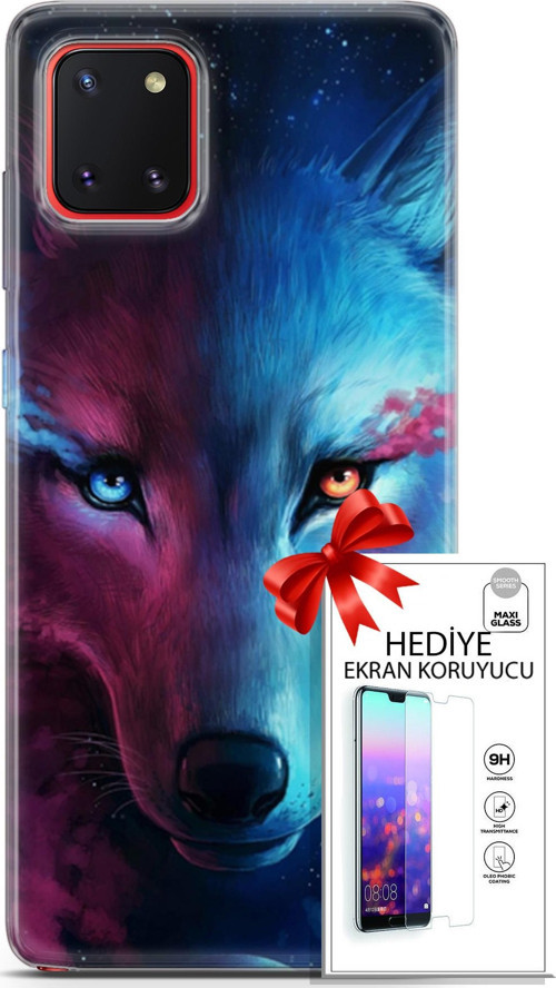 Samsung Galaxy A81 Kılıf Orijinal Seri Cardano 18 Mavi Turuncu Göz Parlak Kılıf + Ekran Koruyucu Ful
