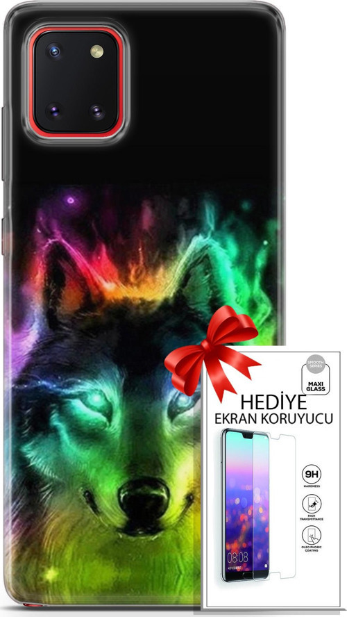Samsung Galaxy A81 Kılıf Orijinal Seri Cardano 15 Kurt Neon Kalın Silikon + Ekran Koruyucu