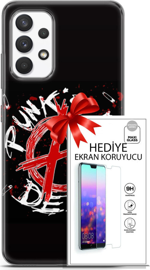 Samsung Galaxy A13 4G Kılıf Orijinal Seri Punky 15 Punk'S Not Dead Kalın Silikon + Ekran Koruyucu