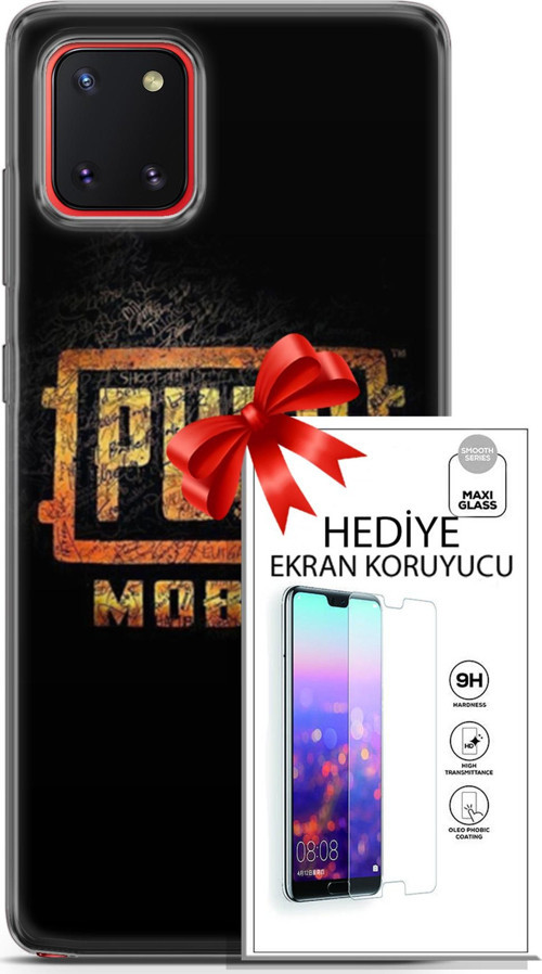 Samsung Galaxy A81 Kılıf Orijinal Seri Pubg 14 Logo Cover Kılıf + Ön Ekran Koruyucu