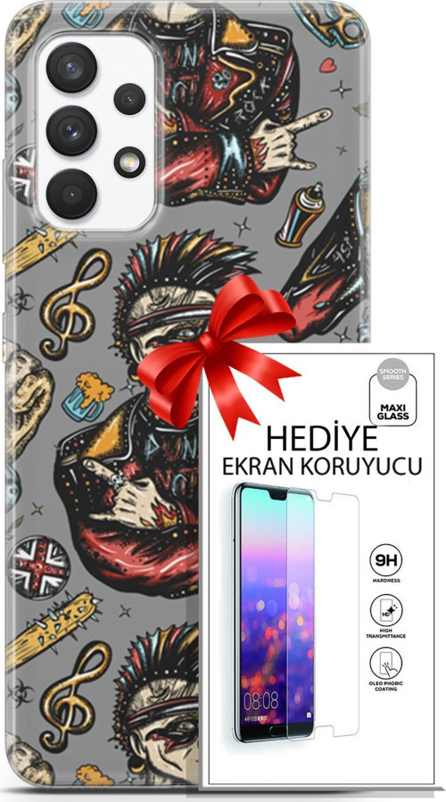 Samsung Galaxy A13 4G Kılıf Orijinal Seri Punky 24 Heavy Metal Darbe Emici Kılıf + Ekran Koruyucu