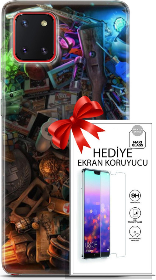 Samsung Galaxy A81 Kılıf Orijinal Seri Pubg 24 Teçhizatlar Darbe Emici Kılıf + Ekran Koruyucu
