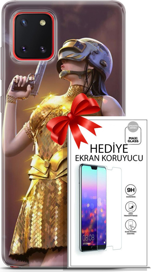 Samsung Galaxy A81 Kılıf Orijinal Seri Pubg 21 Anna Darbe Önleyici Kapak + Ön Ekran Koruyucu