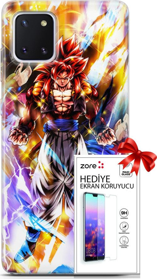 Samsung Galaxy Note 10 Lite Kılıf Orijinal Seri Supers 24 Goku Wallpaper Darbe Emici Kılıf + Ekran Koruyucu
