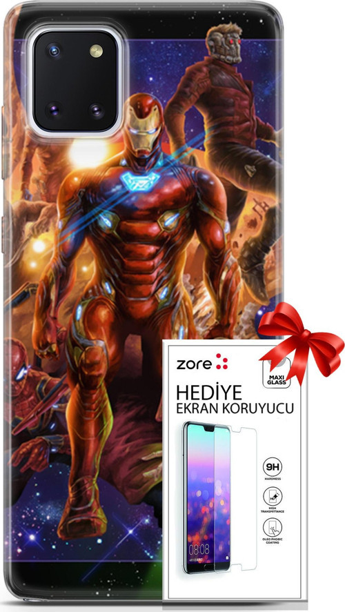 Samsung Galaxy Note 10 Lite Kılıf Orijinal Seri Supers 28 Avengers Endgame İz Bırakmayan Kılıf + Ekran Koruyucu