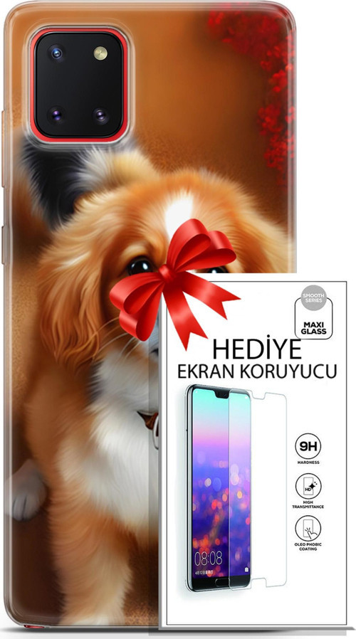 Samsung Galaxy A81 Kılıf Orijinal Seri Dogs 14 King Charles Spaniel Cover Kılıf + Ön Ekran Koruyucu