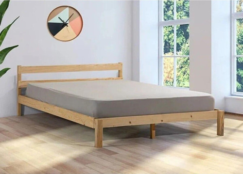 Masif Ahşap Karyola Çift Kişilik 120X200 cm Doğal Ahşap Natural