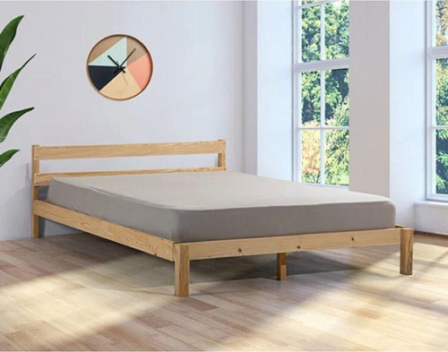 Masif Ahşap Karyola Çift Kişilik 160X200 cm Doğal Ahşap Natural