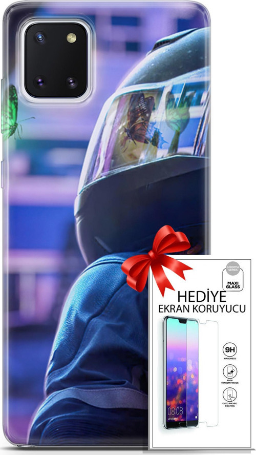 Samsung Galaxy Note 10 Lite Kılıf Orijinal Seri Algorand 26 Kelebekler Soft Kapak + Ekran Koruyucu