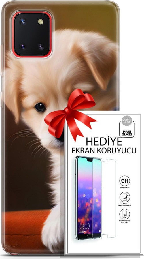 Samsung Galaxy A81 Kılıf Orijinal Seri Dogs 15 Kaniş Yavru Kalın Silikon + Ekran Koruyucu