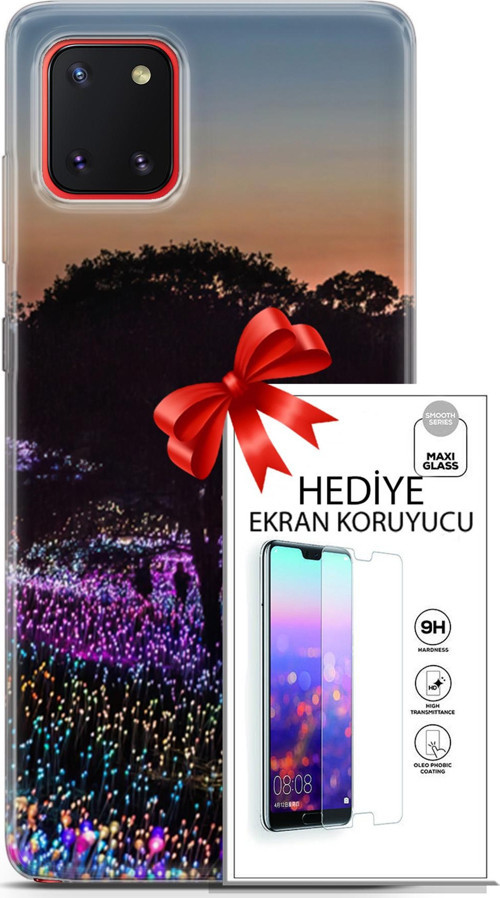 Samsung Galaxy A81 Kılıf Orijinal Seri Fantasy 11 Işıltılı Brookgreen 4K Baskılı Kılıf + Ekran Koruyucu