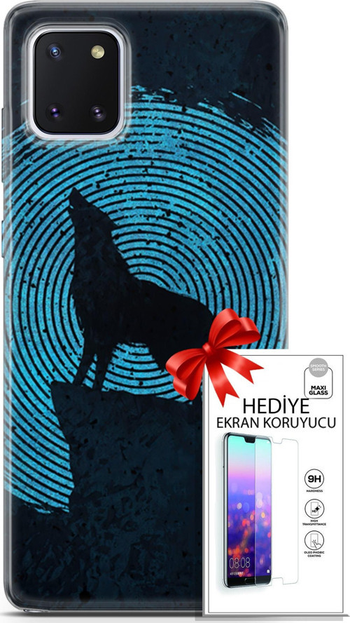 Samsung Galaxy Note 10 Lite Kılıf Orijinal Seri Algorand 05 Parmak İzi Kurt Koruma Kılıfı + Ekran Koruyucu