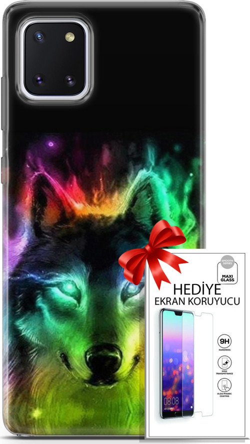 Samsung Galaxy Note 10 Lite Kılıf Orijinal Seri Cardano 15 Kurt Neon Kalın Silikon + Ekran Koruyucu