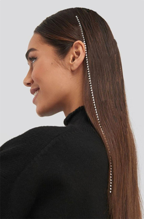 Kadın Rhinestone Zirkon Taşlı Saç Zinciri Taşlı Toka