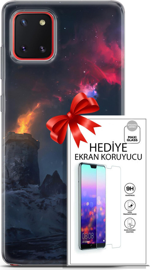 Samsung Galaxy A81 Kılıf Orijinal Seri Fantasy 28 Kuzey Işıkları İz Bırakmayan Kılıf + Ön Ekran Koruyucu
