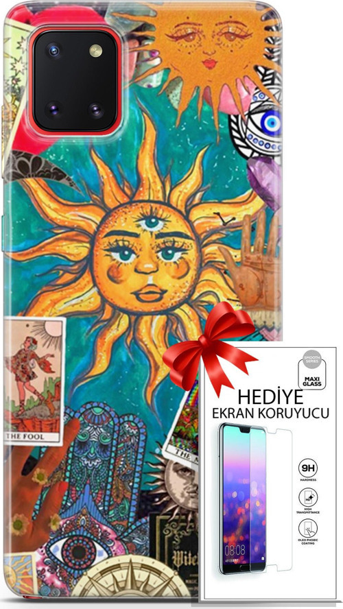 Samsung Galaxy A81 Kılıf Orijinal Seri Bounce 08 Elodie Edwards Baskılı Kılıf + Ekran Koruyucu