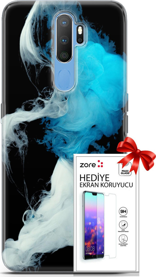 Oppo A9 2020 Kılıf Orijinal Seri Supers 06 Soyut Duman Koruyucu Kapak Ekran Koruyucu