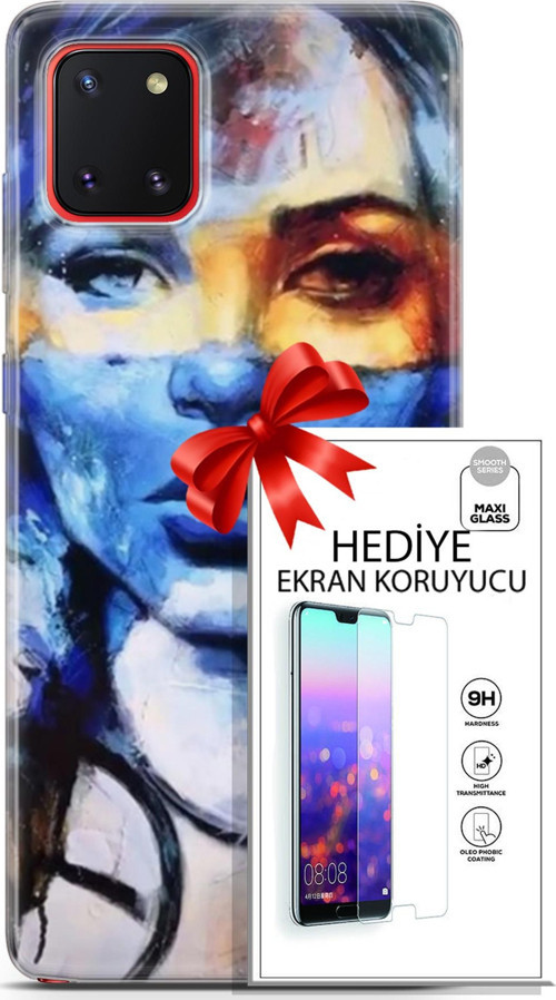 Samsung Galaxy A81 Kılıf Orijinal Seri Soul 13 Mavi Sarı Case Kapak Ekran Koruyucu