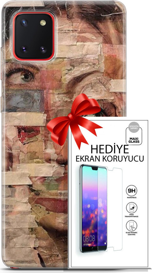 Samsung Galaxy A81 Kılıf Orijinal Seri Soul 20 Yüz Göz Renkli Kılıf Ekran Koruyucu