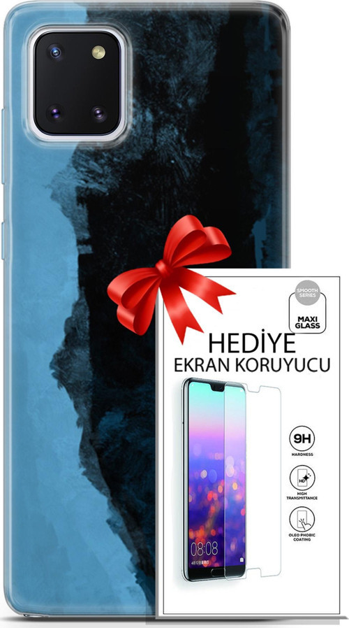 Samsung Galaxy Note 10 Lite Kılıf Orijinal Seri Nature 24 Mavi Siyah Darbe Emici Kılıf + Ekran Koruyucu