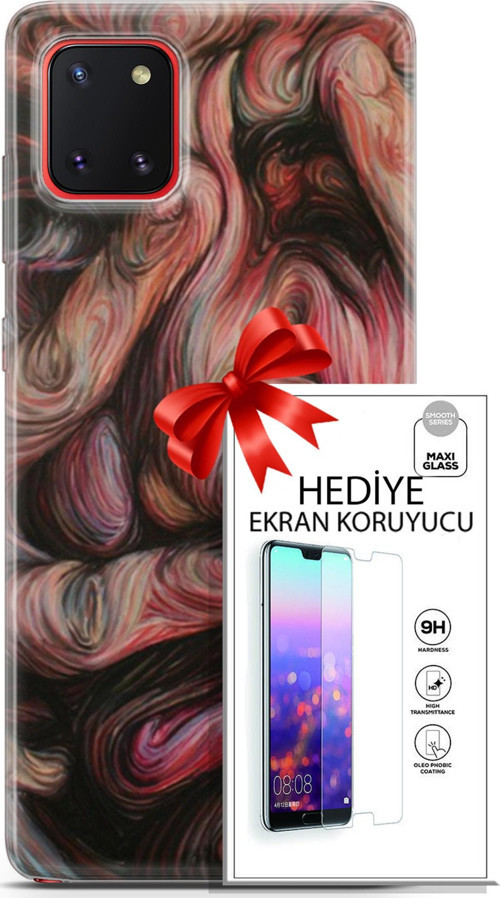 Samsung Galaxy A81 Kılıf Orijinal Seri Soul 27 Dağılmış Surat Lazer Kesim Silikon Ekran Koruyucu