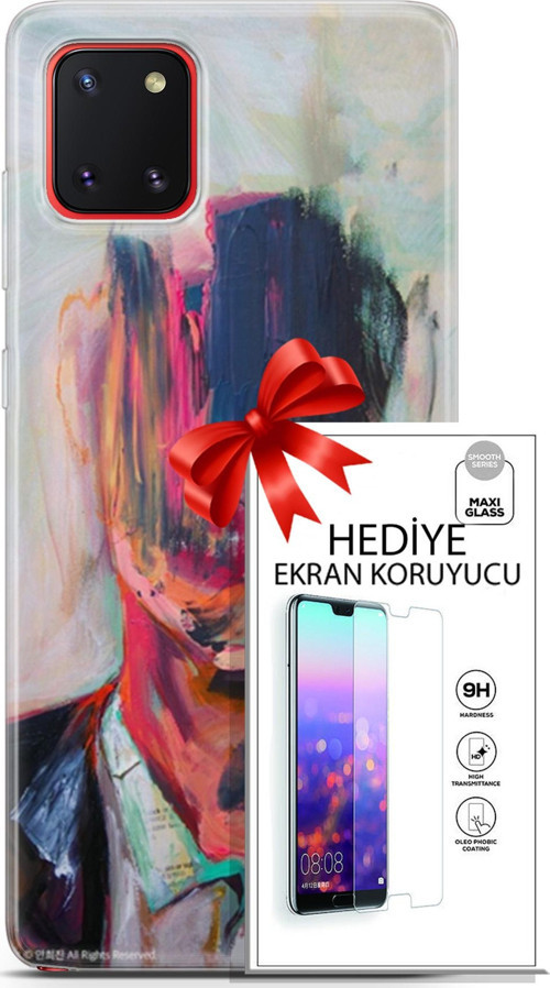 Samsung Galaxy A81 Kılıf Orijinal Seri Soul 22 Acivert Pembe Kap + Ekran Koruyucu