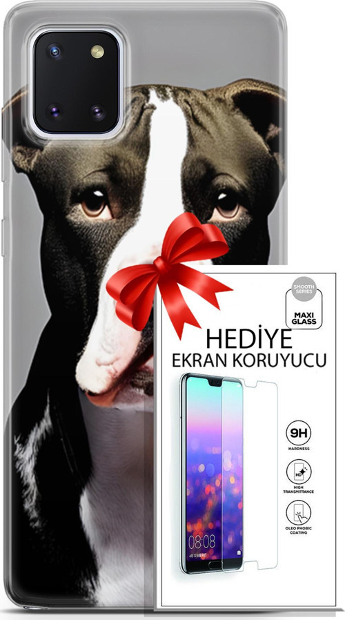 Samsung Galaxy Note 10 Lite Kılıf Orijinal Seri Dogs 24 American Pitbull Darbe Emici Kılıf + Ekran Koruyucu