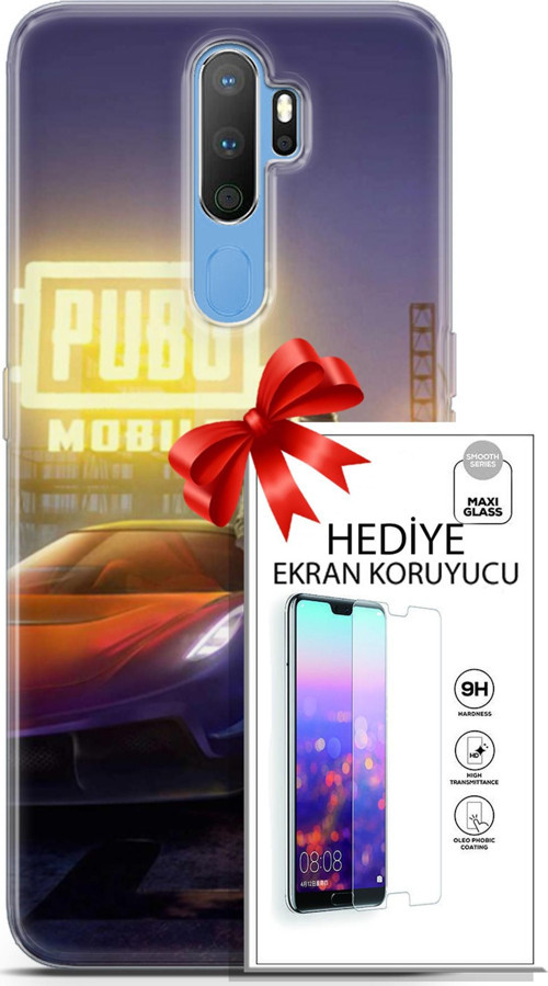 Oppo A9 2020 Kılıf Orijinal Seri Pubg 17 Arabalı Yumuşak Kılıf + Ekran Koruyucu