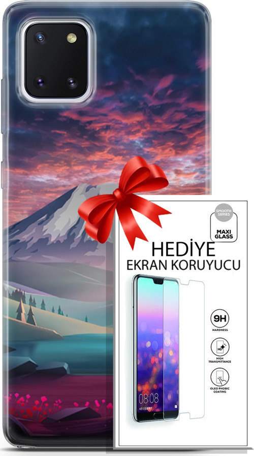 Samsung Galaxy Note 10 Lite Kılıf Orijinal Seri Fantasy 14 Karlı Dağ Cover Kılıf + Ön Ekran Koruyucu