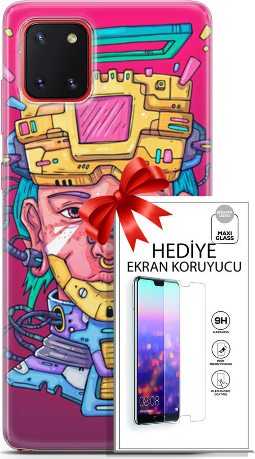 Samsung Galaxy A81 Kılıf Orijinal Seri Punky 02 Robotica Kapak Ve Ekran Koruyucu