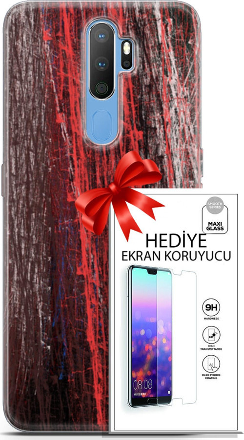 Oppo A9 2020 Kılıf Orijinal Seri Nature 22 İzler Kap + Ekran Koruyucu