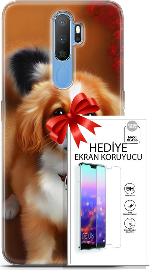 Oppo A9 2020 Kılıf Orijinal Seri Dogs 14 King Charles Spaniel Cover Kılıf + Ön Ekran Koruyucu