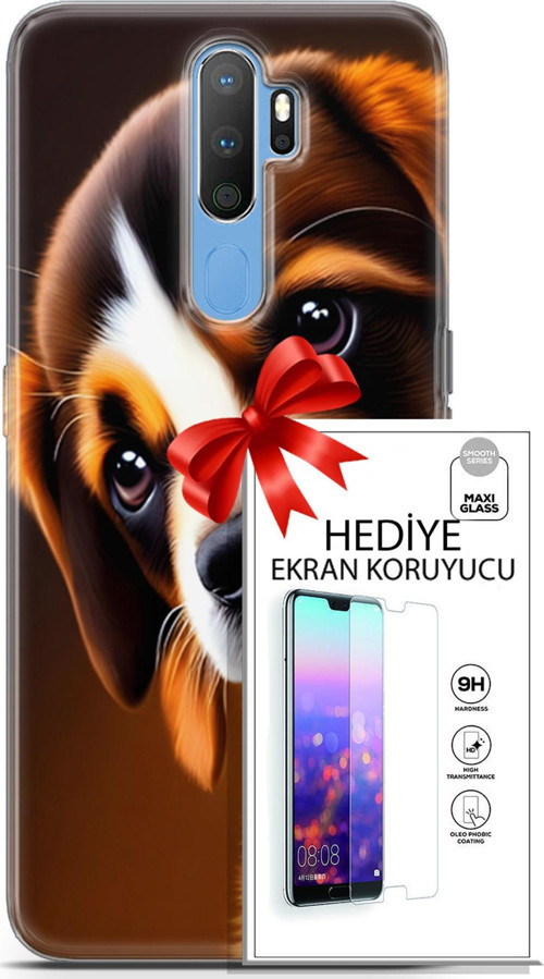 Oppo A9 2020 Kılıf Orijinal Seri Dogs 05 Üzgün Yavru Koruma Kılıfı + Ekran Koruyucu