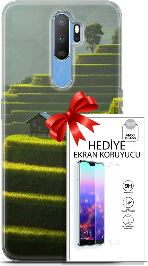 Oppo A9 2020 Kılıf Orijinal Seri Fantasy 23 Çay Tarlası Telefon Kabı Ve Ekran Koruyucu