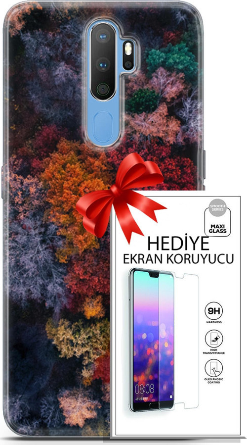 Oppo A9 2020 Kılıf Orijinal Seri Fantasy 16 Renkli Ağaçlar Hediyelik Kılıf Ve Ekran Koruyucu